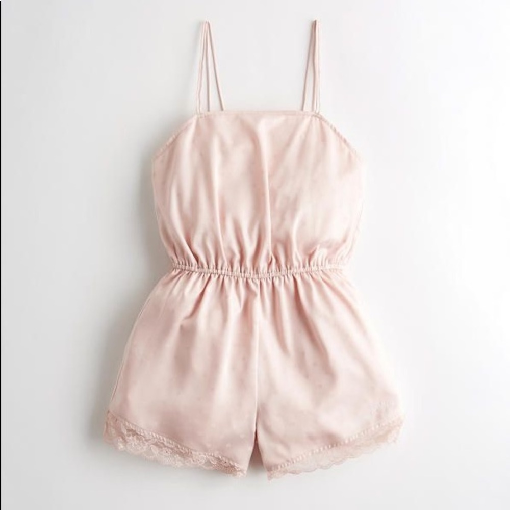 Gilly Hicks Pink Satin Romper with Hearts
